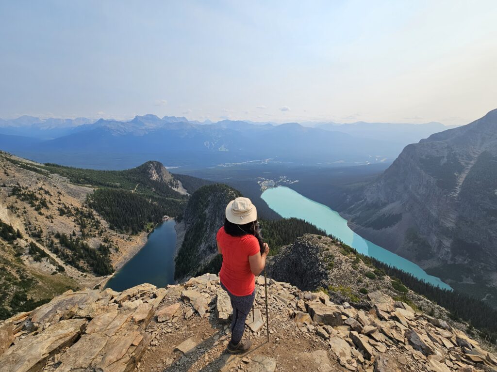 Lake Agnes and Lake Louise from Devil's Thumb